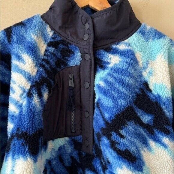 FREE PEOPLE Rocky Ridge Fleece Ocean Tie Dye Pullover Size M NEW - Picture 9 of 11